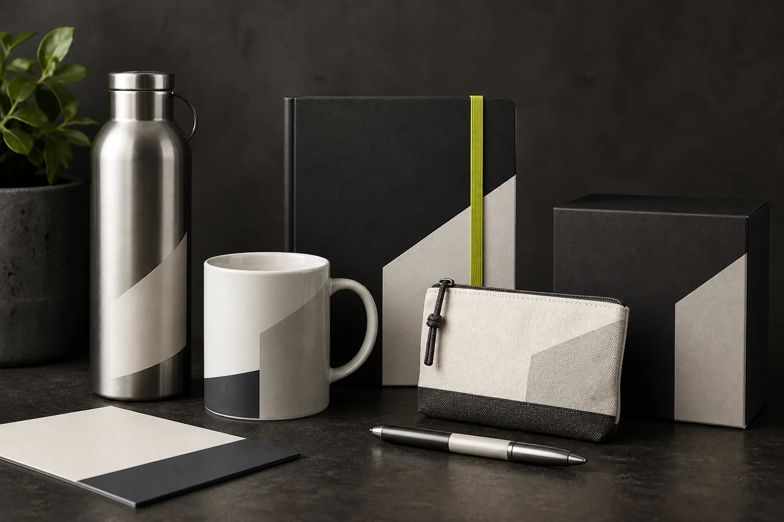 Gebrandete Tasse und Notizbuch als hochwertiges Werbemittel-Set